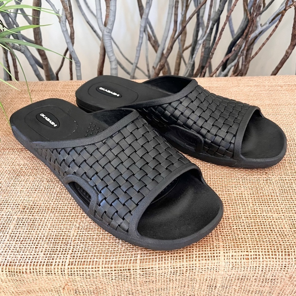 OluKai Men’s Black Torino Rubber Flip Flop Slides Size XXL 12-13